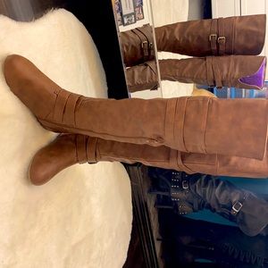 Light brown over the knee high boots